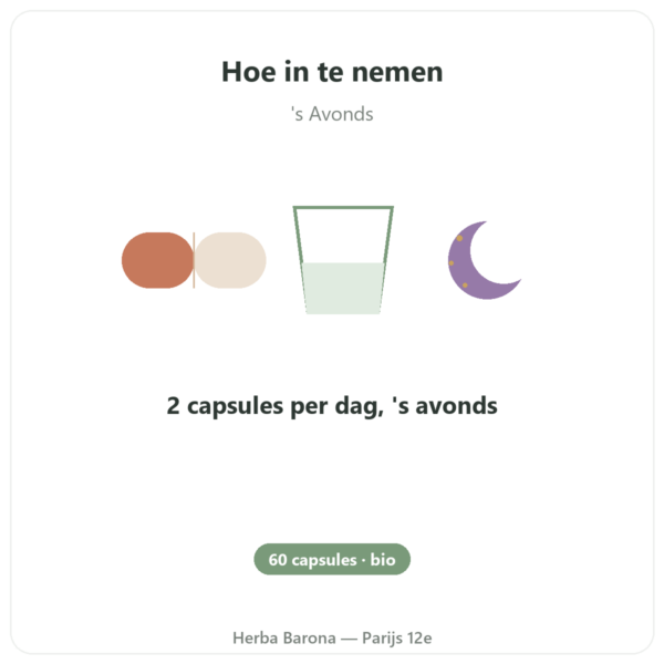 Biologische Citroenmelisse Dynveo 60 Capsules gebruiksaanwijzing en dosering Paris Herba Barona