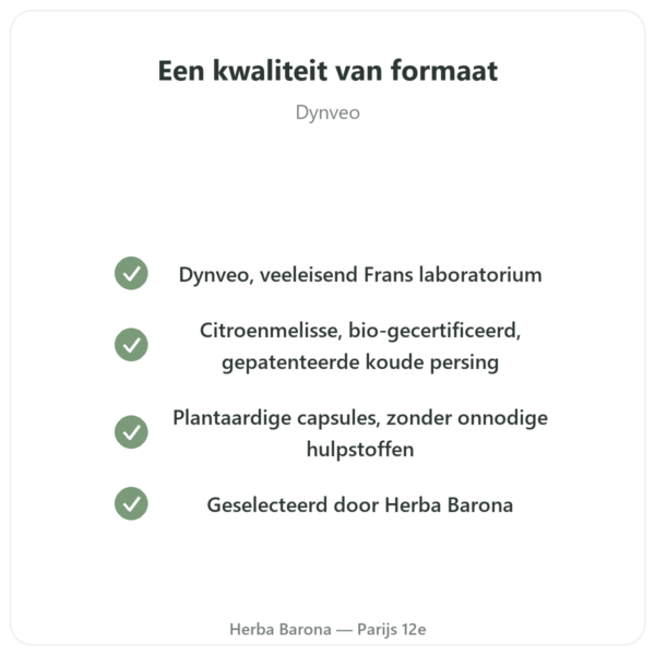 Biologische Citroenmelisse Dynveo 60 Capsules kwaliteit Paris Herba Barona