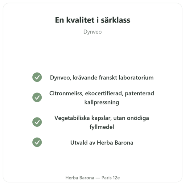 Citronmeliss ekologisk – 60 Kapslar – Dynveo kvalitet Paris Herba Barona