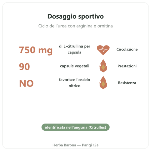 Citrullina 750mg – Now Foods – 90 capsule benefici e dati chiave Paris Herba Barona