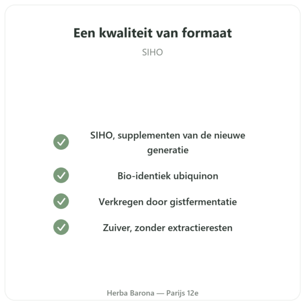 Co-enzym Q10 – SIHO – 200 mg – 60 capsules kwaliteit Paris Herba Barona