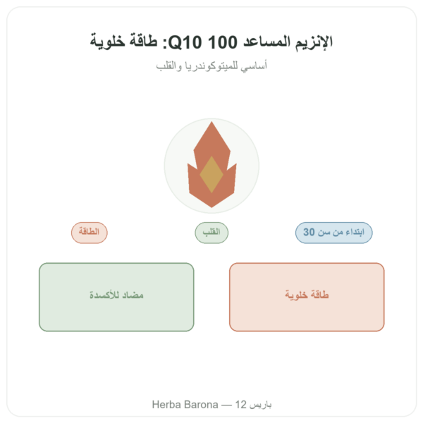 أنزيم Q10 المساعد 100 ملغ – Distriform' – 60 كبسولة عرض المنتج Paris Herba Barona
