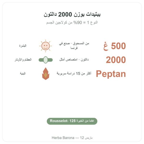 كولاجين ببتيد نوع 1 من لحم البقر 500 غ – Nutrimuscle الفوائد والمعطيات الرئيسية Paris Herba Barona