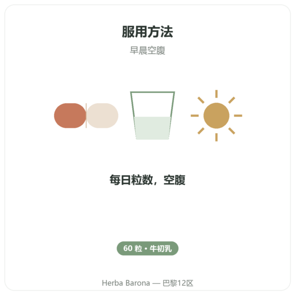 SIHO 牛初乳 – 60粒 使用方法与建议剂量 Paris Herba Barona