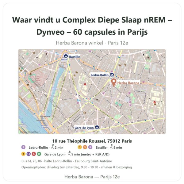 Waar vindt u Complex Diepe Slaap nREM – Dynveo – 60 capsules in Parijs - winkelplattegrond Herba Barona Paris 12e