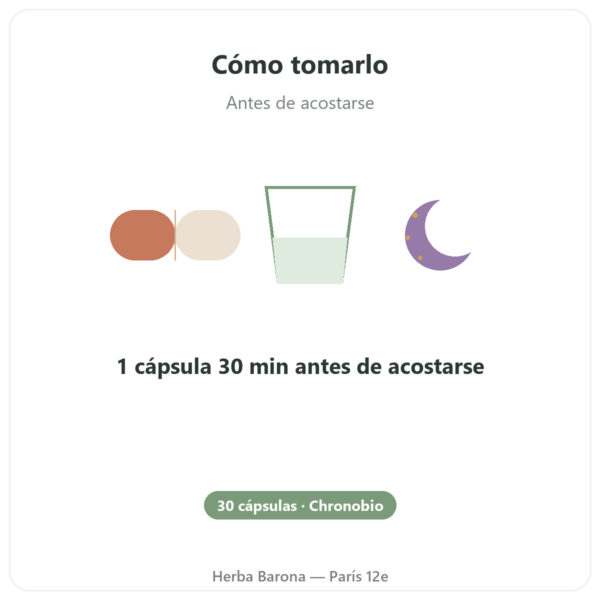 Complejo Conciliación del Sueño Chronobio – Dynveo – 30 cápsulas modo de empleo y dosis Paris Herba Barona