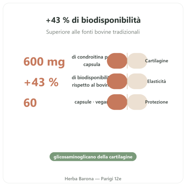 Condroitina Solfato 600 mg – 60 capsule – Dynveo benefici e dati chiave Paris Herba Barona