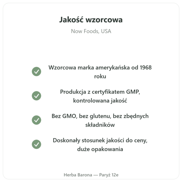 CoQ10 200 mg NOW Foods 60 kapsułek – Koenzym Q10 jakość Paris Herba Barona