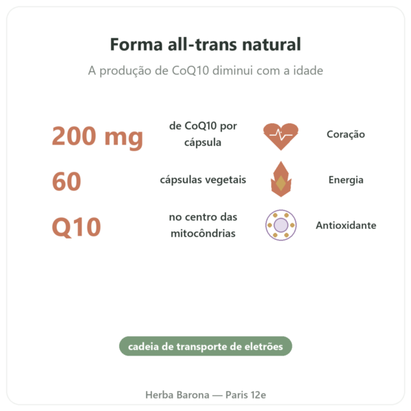 CoQ10 200 mg – NOW Foods – 60 cápsulas vegetais – Coenzima Q10 benefícios e dados principais Paris Herba Barona