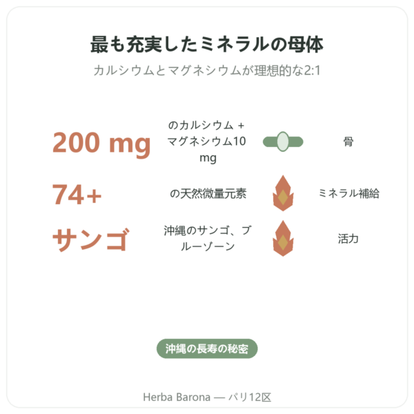 Coraline – 珊瑚カルシウム – Distriform’ benefits and key facts Paris Herba Barona