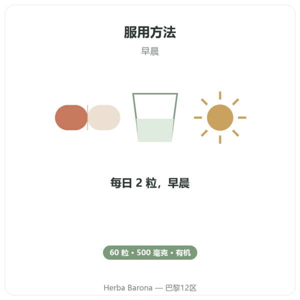 有机浓缩冬虫夏草 – CS-4 菌株 – Dynveo – 60粒胶囊 使用方法与建议剂量 Paris Herba Barona