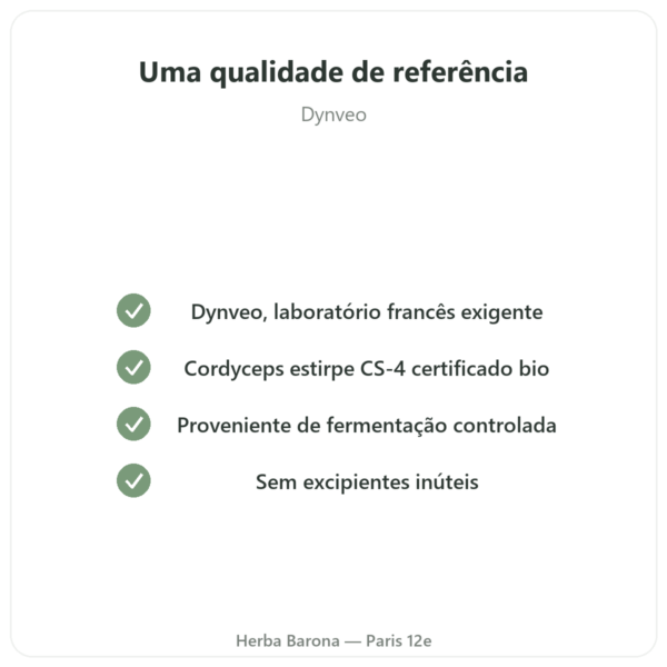 Cordyceps Bio Concentrado Estirpe CS-4 Dynveo 60 cápsulas qualidade Paris Herba Barona