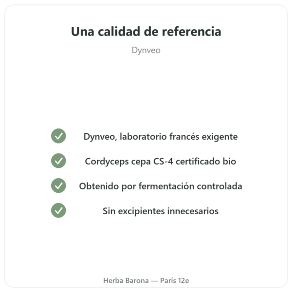 Cordyceps BIO concentrado – Cepa CS-4 – Dynveo – 60 cápsulas calidad Paris Herba Barona