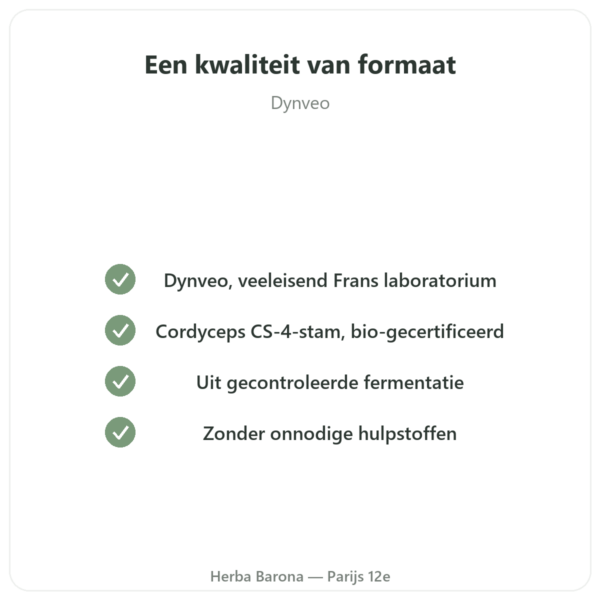 Cordyceps bio geconcentreerd – Stam CS-4 – Dynveo – 60 capsules kwaliteit Paris Herba Barona