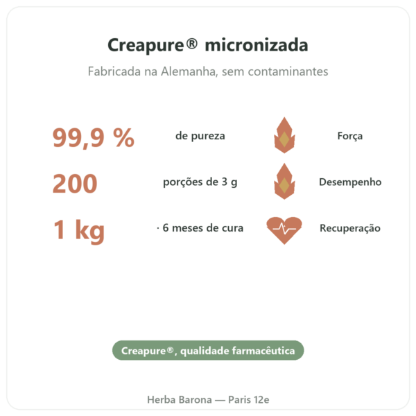 Creatina monohidrato Creapure® em pó 1 kg – Dynveo benefícios e dados principais Paris Herba Barona
