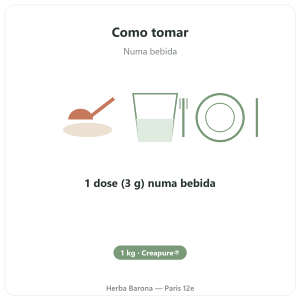 Creatina monohidrato Creapure® em pó 1 kg – Dynveo modo de uso e dosagem Paris Herba Barona