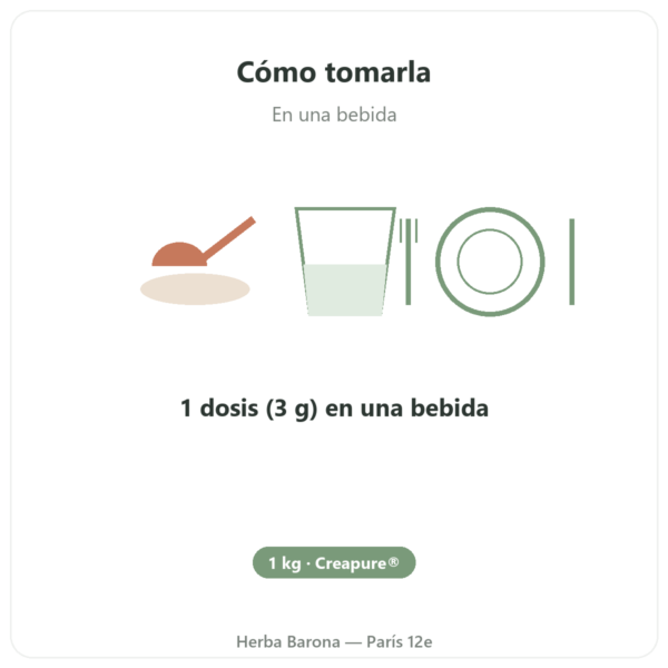 Creatina monohidrato Creapure® en polvo 1 kg – Dynveo modo de empleo y dosis Paris Herba Barona