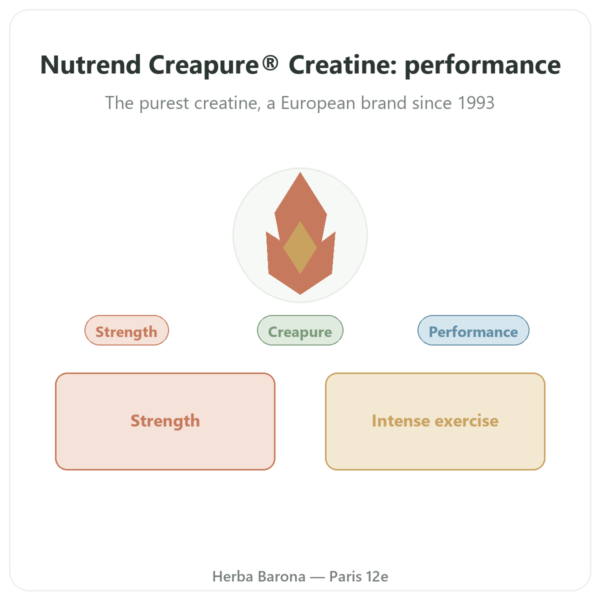 Creatine Monohydrate Creapure 500g - Nutrend presentation Paris Herba Barona