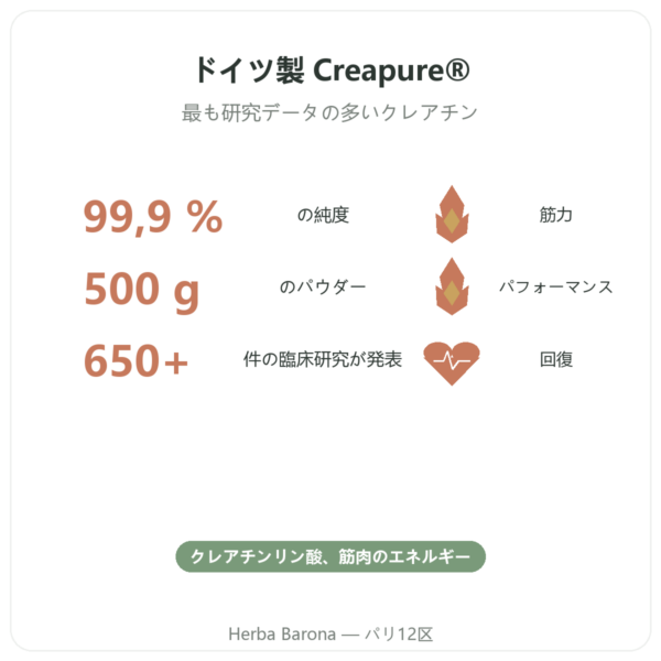 クレアチン モノハイドレート Creapure® 500 g – Nutrend benefits and key facts Paris Herba Barona