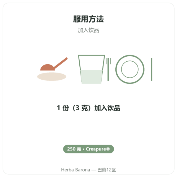 一水肌酸 Creapure® 粉末 – dynveo – 250 g 使用方法与建议剂量 Paris Herba Barona