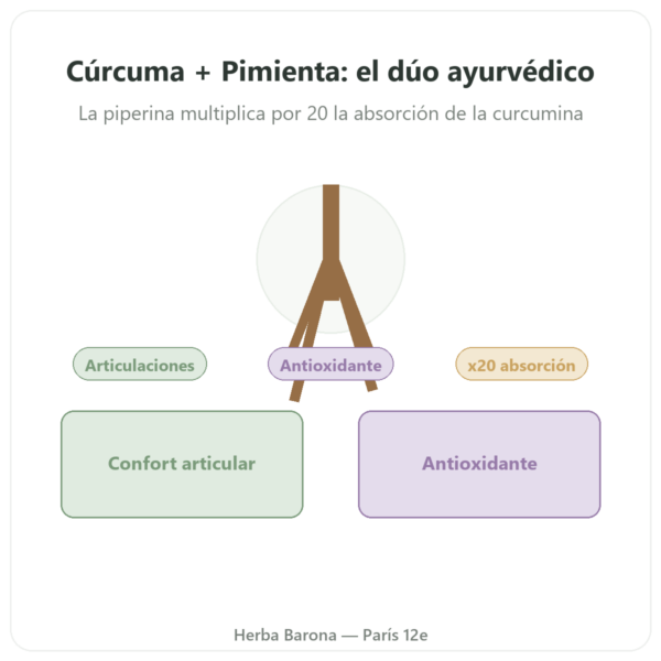 Cúrcuma con Pimienta – Ayur-vana – 60 Cápsulas presentación Paris Herba Barona