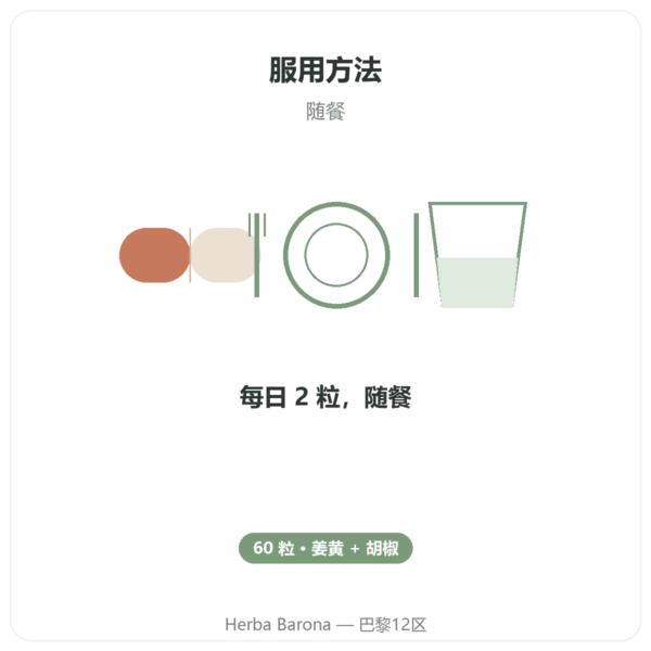 姜黄胡椒 – Ayur-vana – 60粒胶囊 使用方法与建议剂量 Paris Herba Barona