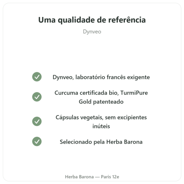 Curcumina Bio Otimizada 60 cápsulas Dynveo qualidade Paris Herba Barona