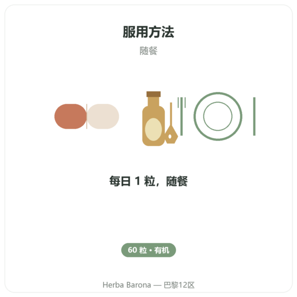 有机优化姜黄素 60 粒 Dynveo 使用方法与建议剂量 Paris Herba Barona