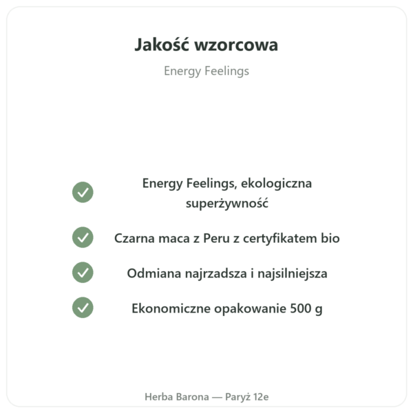 Czarna Maca Bio w Proszku – Energy Feelings – 500 g jakość Paris Herba Barona