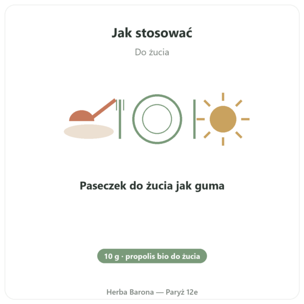 Czysta propolis bio do żucia Propolia w Paryżu sposób użycia i dawkowanie Paris Herba Barona