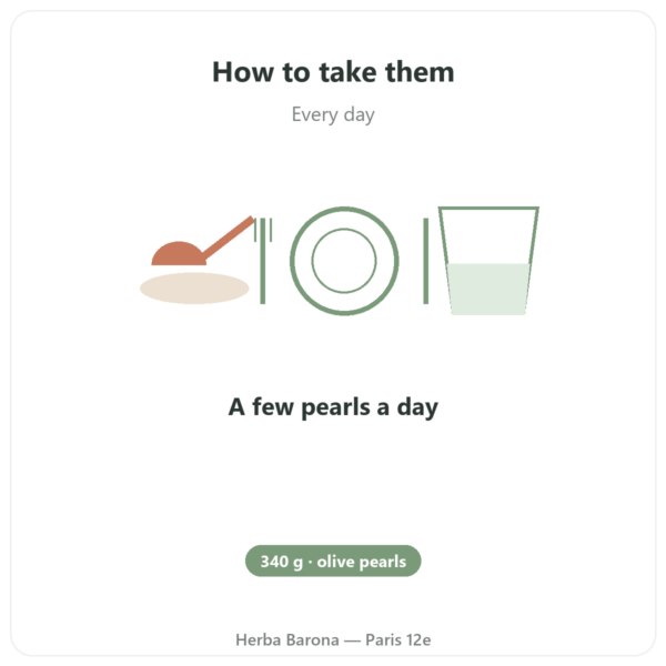 Desert Olive Tree Pearls - NaturaMedicatrix - 340g directions and dosage Paris Herba Barona