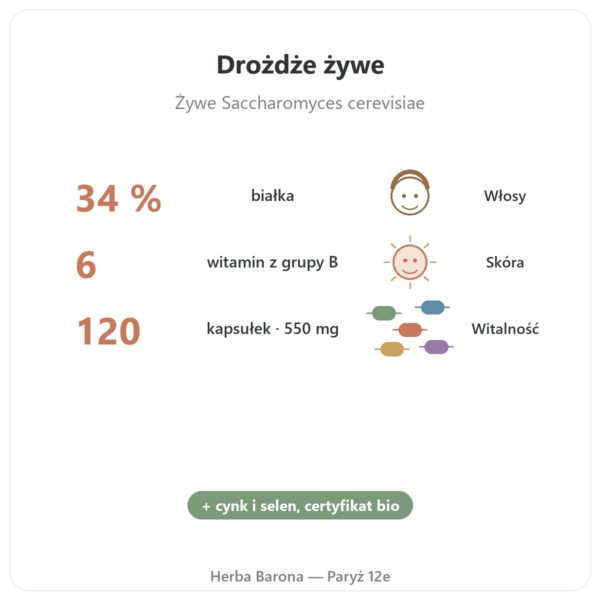 Drożdże Piwne BIO Dynveo 120 Kaps. 550 mg korzyści i najważniejsze fakty Paris Herba Barona