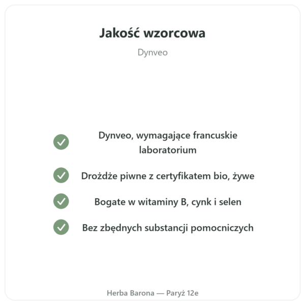 Drożdże Piwne BIO Dynveo 120 Kaps. 550 mg jakość Paris Herba Barona