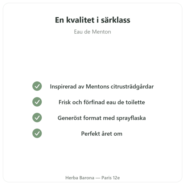 Eau de Menton 200 ml med spray kvalitet Paris Herba Barona