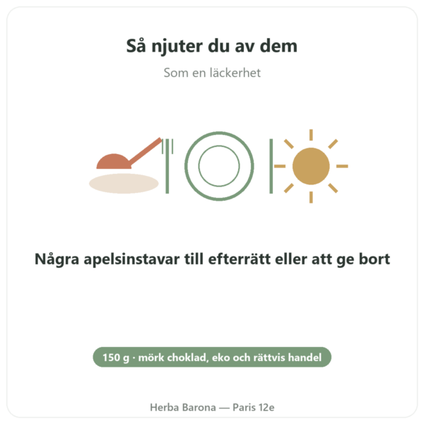 Ekologiska Orangetter i Mörk Choklad Saldac El Inti 150 g användning och dosering Paris Herba Barona