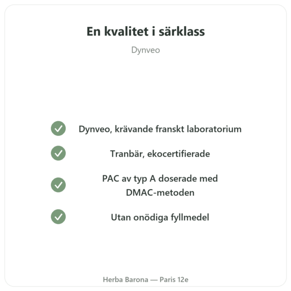 Ekologiskt tranbär (Cranberry) Dynveo – 56 mg PAC – 60 kapslar kvalitet Paris Herba Barona
