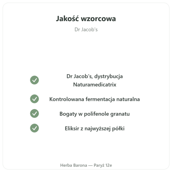 Eliksir z fermentowanego granatu Dr Jacob's – 500 ml jakość Paris Herba Barona