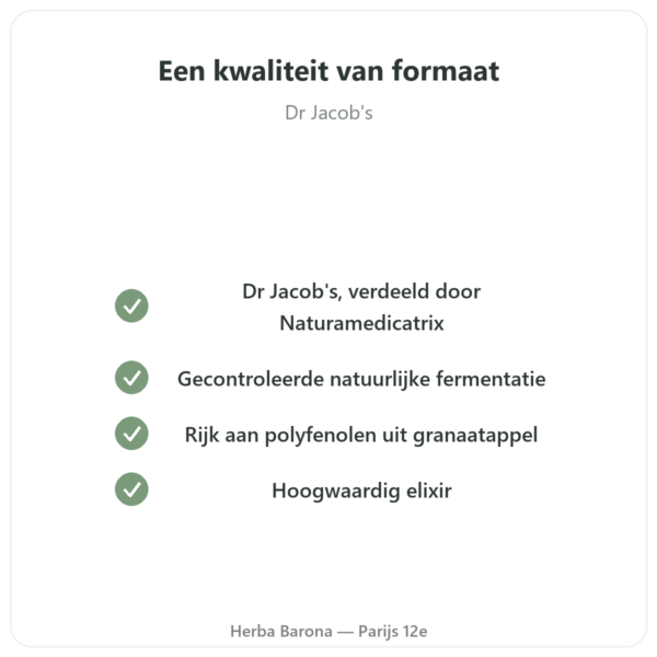Elixir van gefermenteerde granaatappel Dr Jacobs – 500 ml – Naturamedicatrix kwaliteit Paris Herba Barona