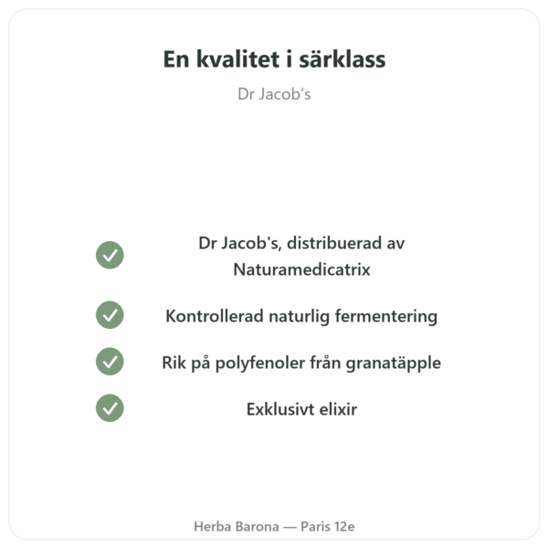 Elixir av fermenterat granatäpple Dr Jacobs – 500 ml – Naturamedicatrix kvalitet Paris Herba Barona