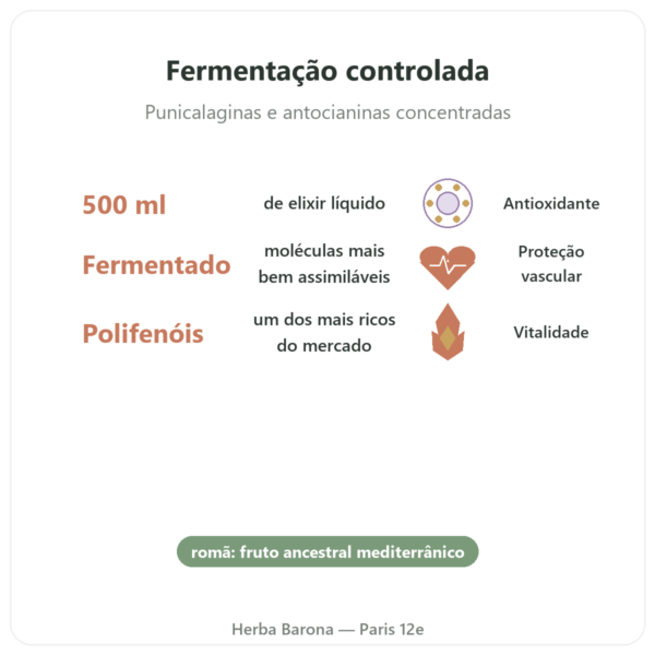 Elixir de Romã Fermentada – Dr. Jacob's – 500 ml – Naturamedicatrix benefícios e dados principais Paris Herba Barona