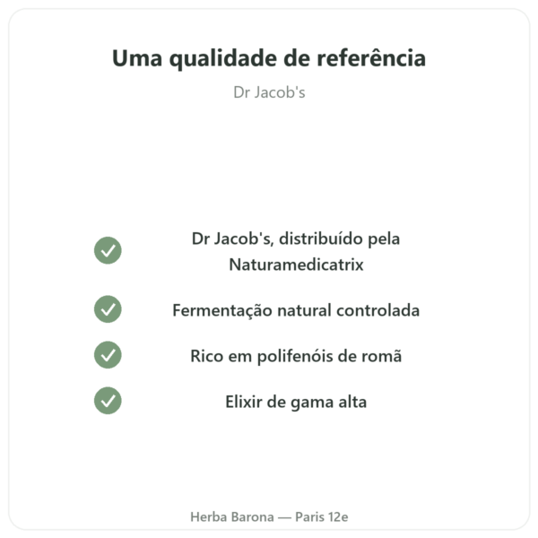 Elixir de Romã Fermentada – Dr. Jacob's – 500 ml – Naturamedicatrix qualidade Paris Herba Barona