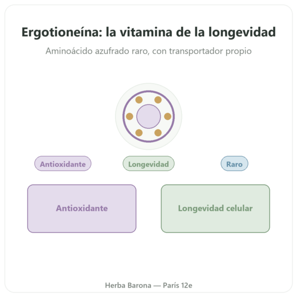 Ergotioneína pura ErgoActive® – Dynveo – 60 cápsulas presentación Paris Herba Barona