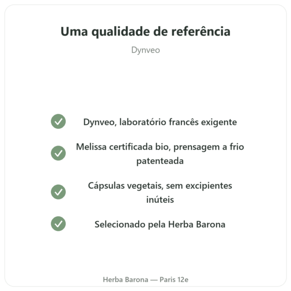Erva-cidreira bio – 60 Cápsulas – Dynveo qualidade Paris Herba Barona