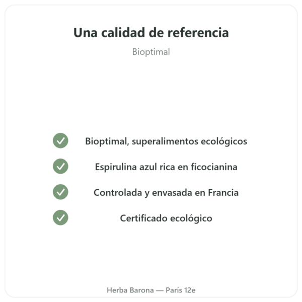 Espirulina Azul en Polvo Bio – 50 g – Bioptimal calidad Paris Herba Barona