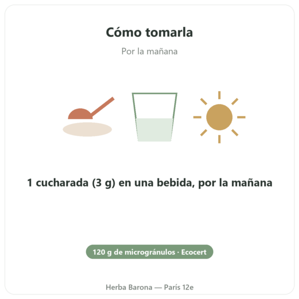 Espirulina – Flamant Vert – Micro-gránulos 120 g – Ecocert modo de empleo y dosis Paris Herba Barona