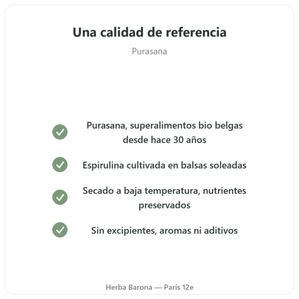 Espirulina en Polvo Bio – Purasana – 200 g calidad Paris Herba Barona