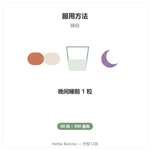 纯和厚朴酚 – 300mg – 厚朴树皮提取物 – 60 粒胶囊 使用方法与建议剂量 Paris Herba Barona