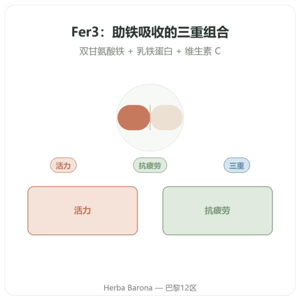 Fer3 – dynveo – 铁与维生素C复合配方 60粒胶囊 产品展示 Paris Herba Barona