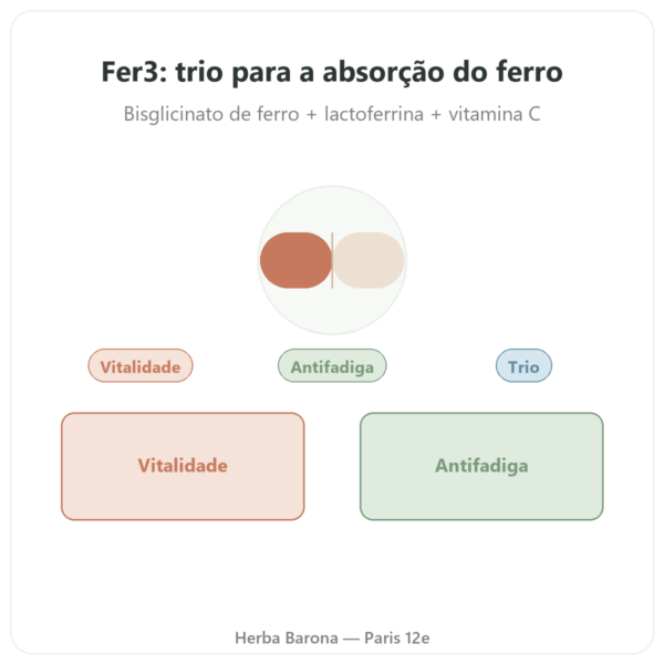 Fer3 – Dynveo – Complexo Ferro e Vitamina C 60 cápsulas apresentação Paris Herba Barona