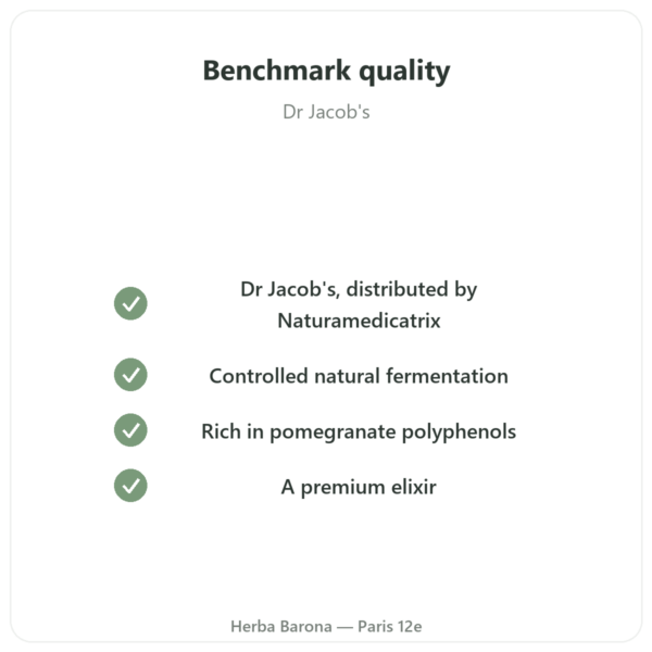 Fermented Pomegranate Elixir – Dr Jacob's – 500ml – Naturamedicatrix quality Paris Herba Barona